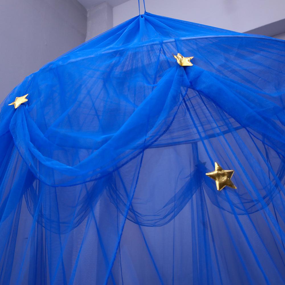 Fantasy stjerne hængende blonder kuppel myggenet baldakin europæisk rund baby krybbe net til børns soveværelse blå sengetøj telt