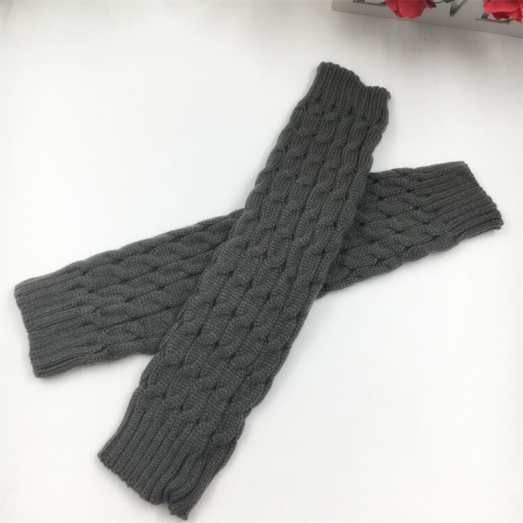 1 Pair Winter Warm Leg Warmer Women Knee High Knitted Solid Crochet Leg Warmers Socks Boot Cuffs Beenwarmers Socks Leg Warmers: Dark gray