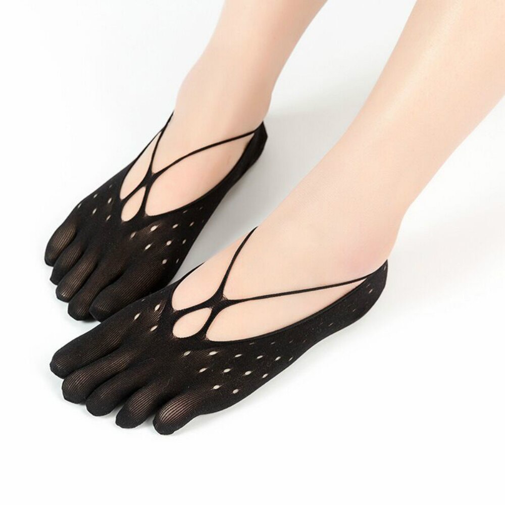 1 Pair Lace Socks Summer Orthopedic Compression Socks Women's Toe Socks Ultra Low Cut Liner With Gel Tab Breathable