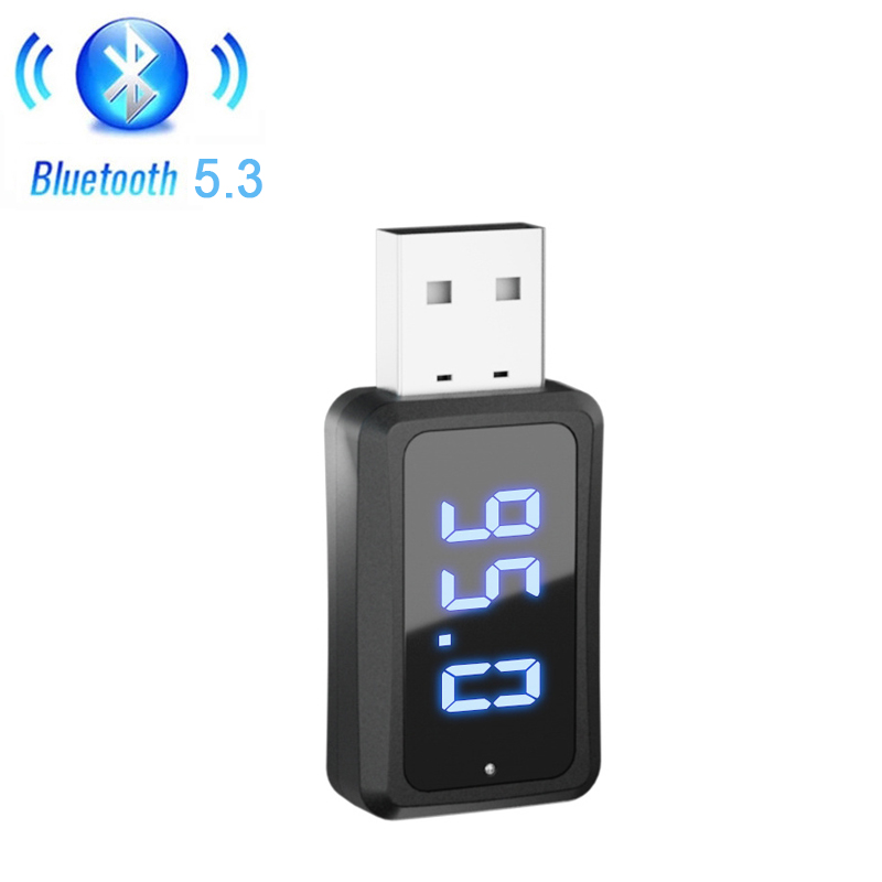 Mini receptor USB Bluetooth 5,4 con pantalla LED, Kit de llamada con manos libres para coche, transmisor de Radio FM, Audio inalámbrico automático: Blanco
