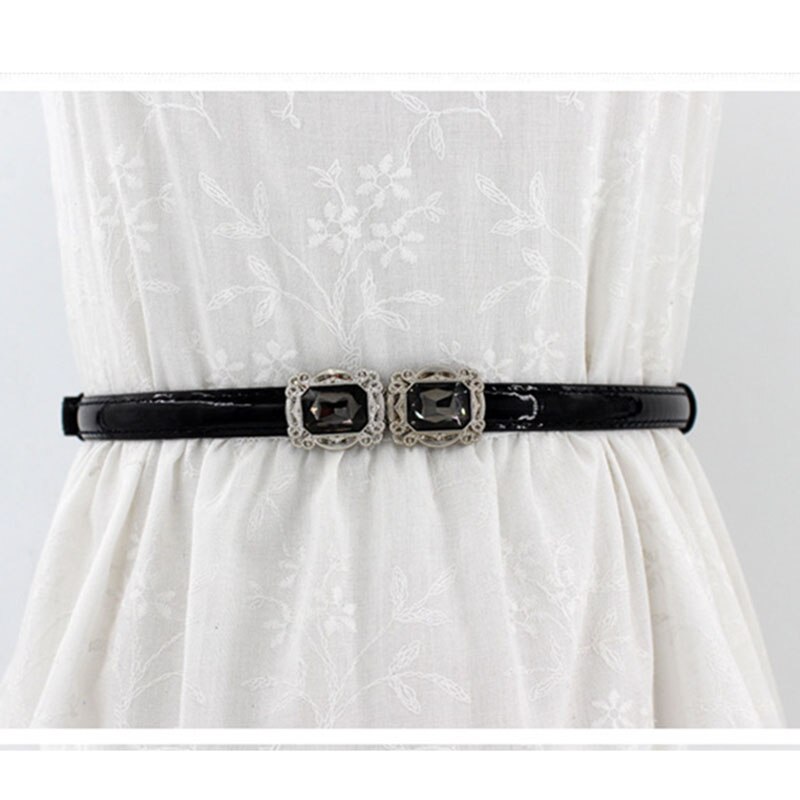 Ceinture fine ajustable en cuir PU pour femmes, vêtement pour robe, sangle de taille fine, bouton en métal, Pasek Damski