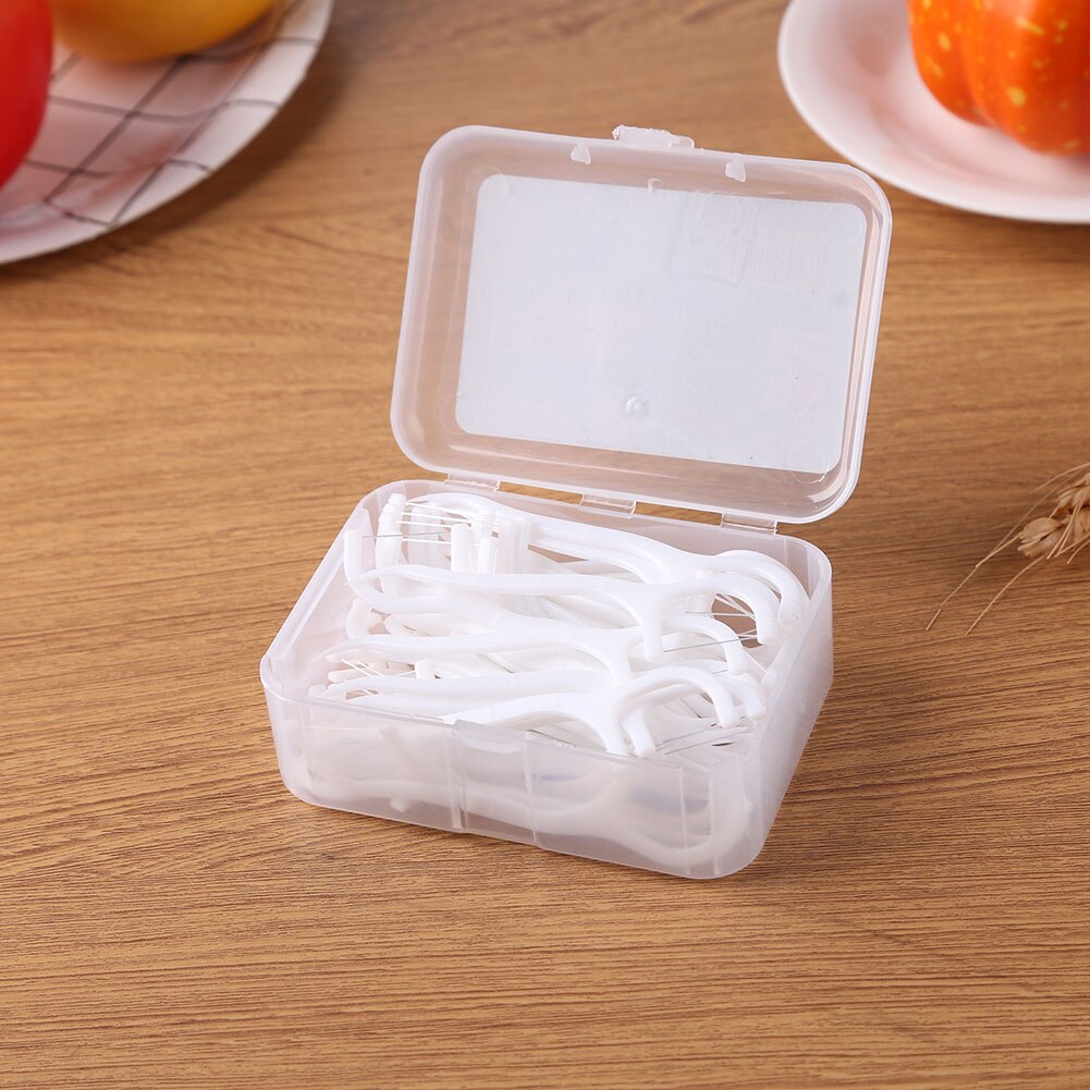 50 Pcs/Box Disposable Dental Floss Nylon Wire Interdental Brush Teeth Stick Toothpicks Floss Pick Oral Gum Teeth Cleaning Care