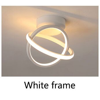 Førte lysekrone moderne minimalistisk loftlysekrone til stue soveværelse spisestue korridor sort og hvid glans ledet: Hvid ramme / Kan dæmpes med fjernbetjening
