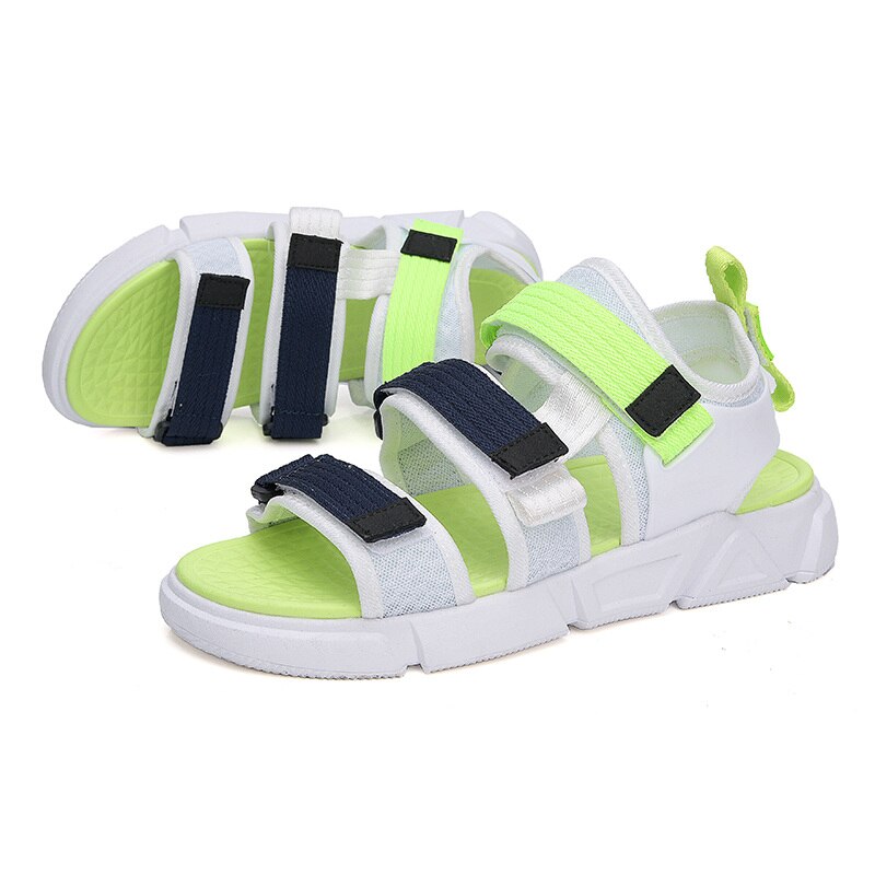 Sommer herresandaler hook & loop strandsandaler komfortsko mænd fritidssko street farverige sandalier hombre: Hvid  -2830 / 42