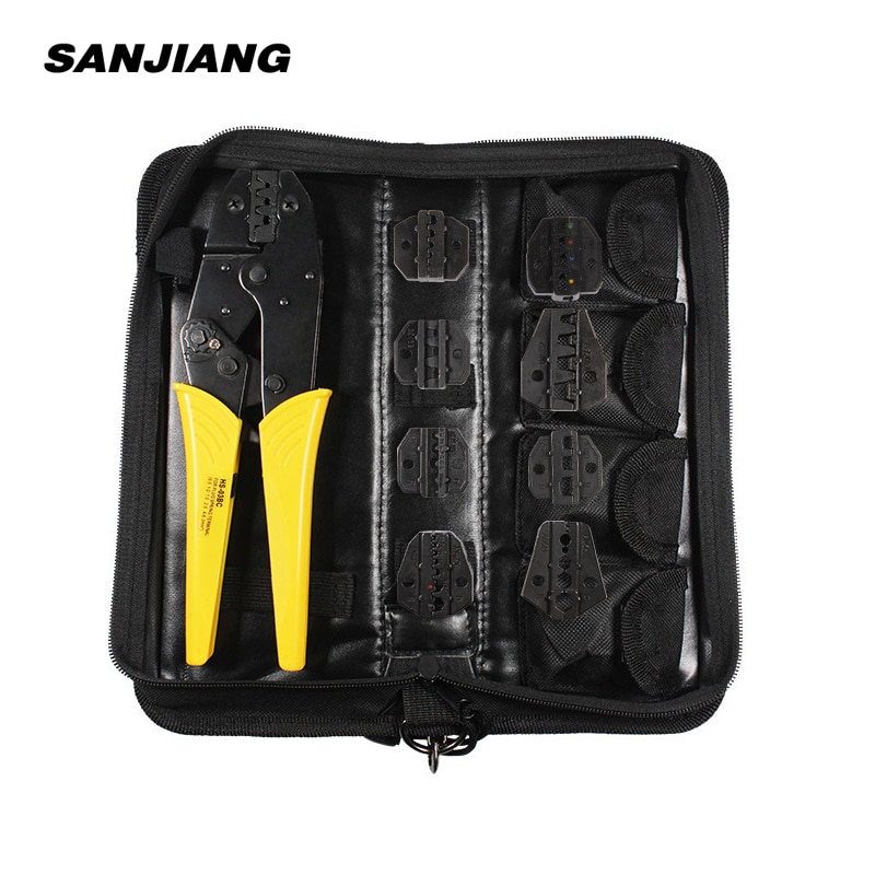 Clamp Tools Set Decrustation Engineering Ratchet Terminal Crimping Plier HS-03BC Electrical Hand Tool with 8 Spare Terminals