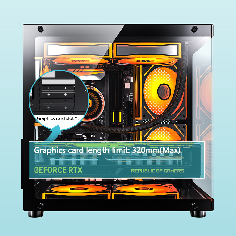 Pado yl m-atx Spielen-pc-gehäbenutzen Schreibtisch 270 ° meerblick-zimmer-computergehäbenutzen ohne a-säule doppelseitig transparenter pc-Spielen-schrank