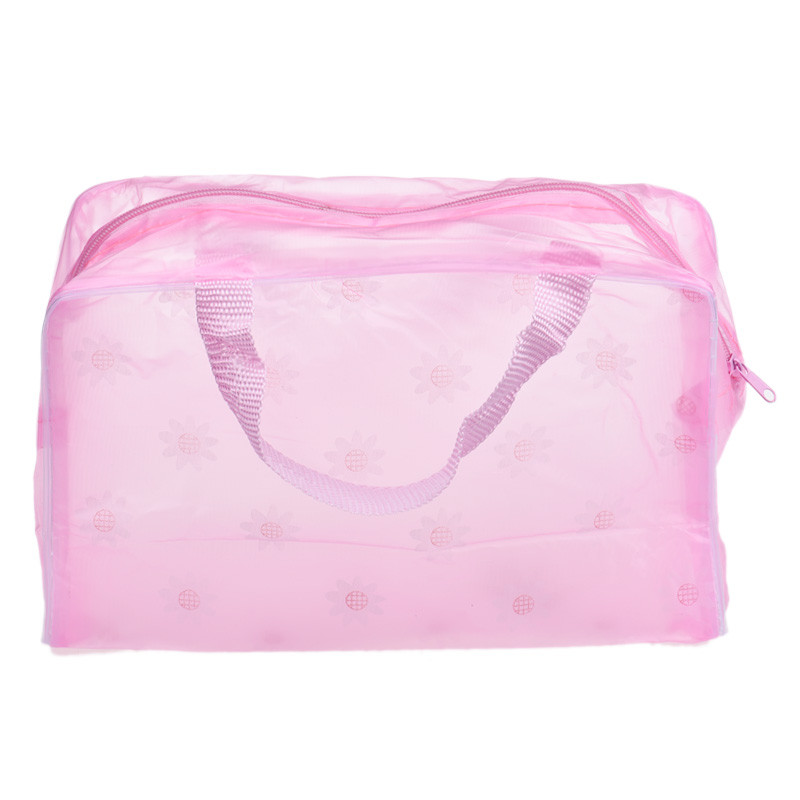 ETya 5 Farben machen-hoch Veranstalter Tasche Toilettenartikel bat Lagerung Tasche frauen wasserdicht transparent Blumen- PVC Reise kosmetik tasche: Rosa