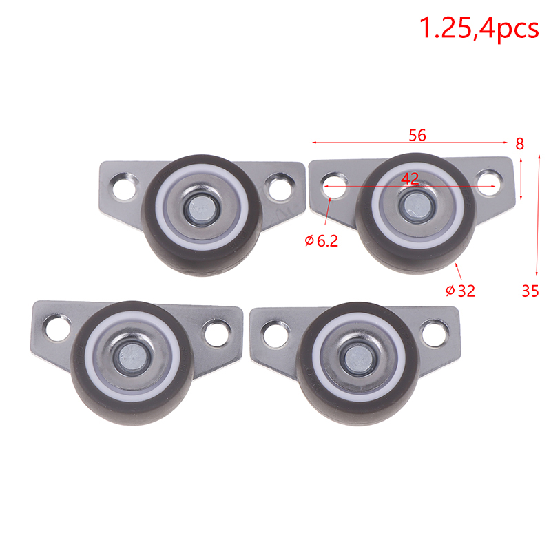1/4Pcs Small Furniture Caster Wheels Low Profile Rubber Rolling Castor Wheel Mini Rigid Silent Caster Wheel for Cart Drawer: WHITE