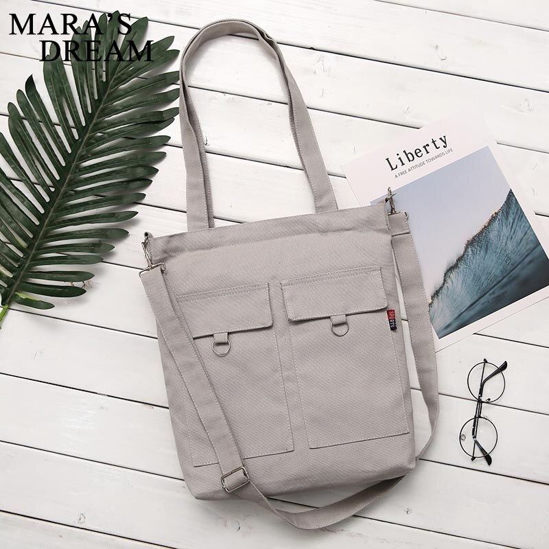Zachte canvas tas met grote capaciteit, damesboodschappentas, casual hasp damestas met één schouder