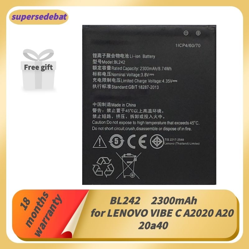 Supersedebat Mobiele Batterij Voor Lenovo Vibe C A2020 A2020a40 Batterie BL242 Smartphones Bateria Voor Vibe C Batterijen Tracking