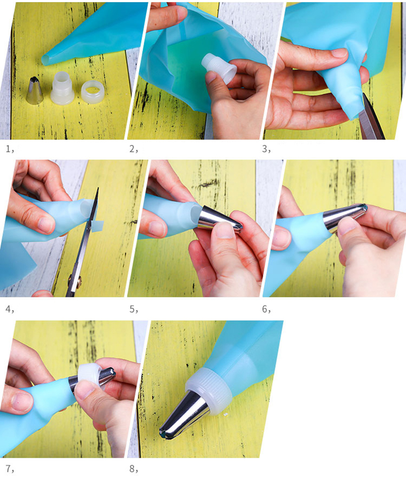 16Pcs/Set Cake Decorating Tools 14 Stainless Steel Nozzle + Silicone Pastry Bag