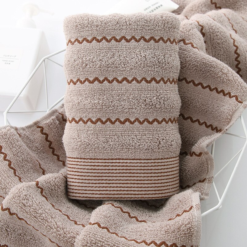 Japanse Stijl Wave Gezicht Handdoek, Puur Katoen Huishoudelijke Zachte En Dikke Badhanddoek, absorberende Voor Mannen En Vrouwen Zonder Lint: Shallow Khaki / Bath towel 70X140cm