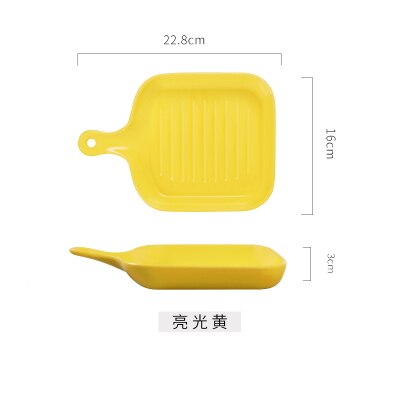 Japanse Stijl Bakvormen Huishoudelijke Keramische Steak Plaat Met Handvat Creatieve Nordic Westerse Servies Oven Schotel Plaat Diner Plaat: C 22.8x16x3cm
