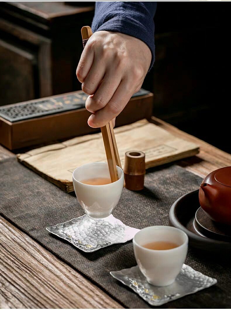 2pcs Wooden Clip Teacup Clip Bamboo Tea Set Bamboo Clip Tweezers Pliers Tea Set Bread Tweezers Straight Kitchen Supplies