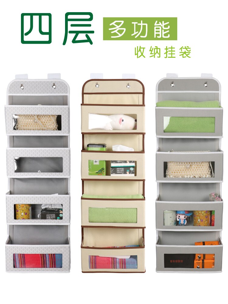 Artículos para el hogar simples, organizador de 4 bolsillos para colgar en la pared, armario, bolsa de almacenamiento sobre la puerta, organizador de juguetes, bolsa, colgador