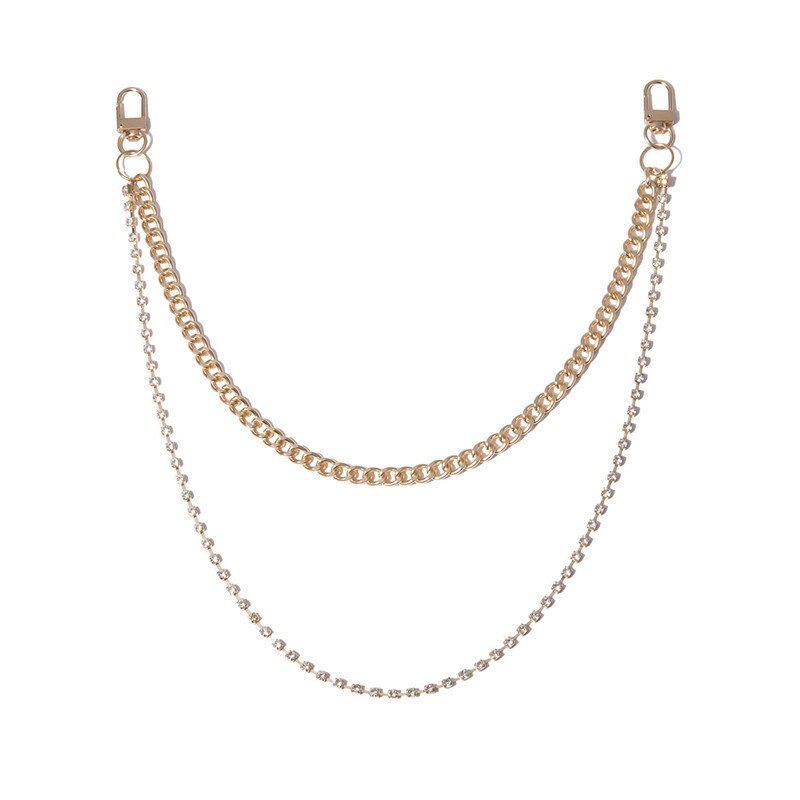 Cinturones colgantes de estilo Punk con personalidad femenina para mujer, cinturón de cadena con flecos de Hip Hop, cadenas metálicas doradas y plateadas para pantalones vaqueros: 2 layer gold