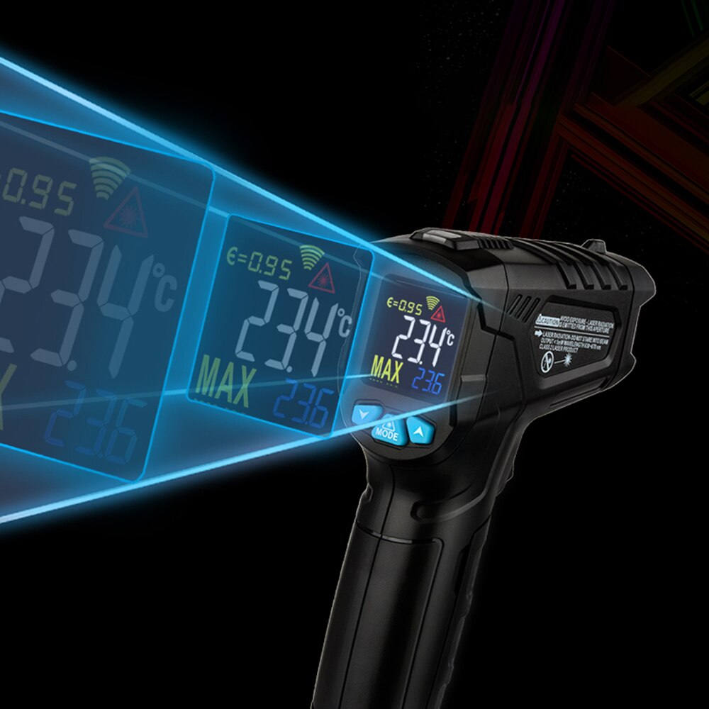 Thermomètre numérique industriel à infrarouge LCD portatif, pyromètre IR sans contact, testeur de température industrielle