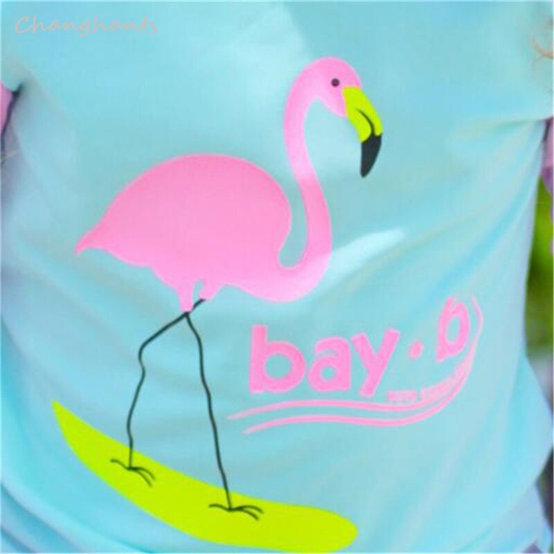 Model 2-13 y pige udslæt vagt langærmet barn to stykke badetøj lyserød lyseblå flamingo badedragt piger badedragt