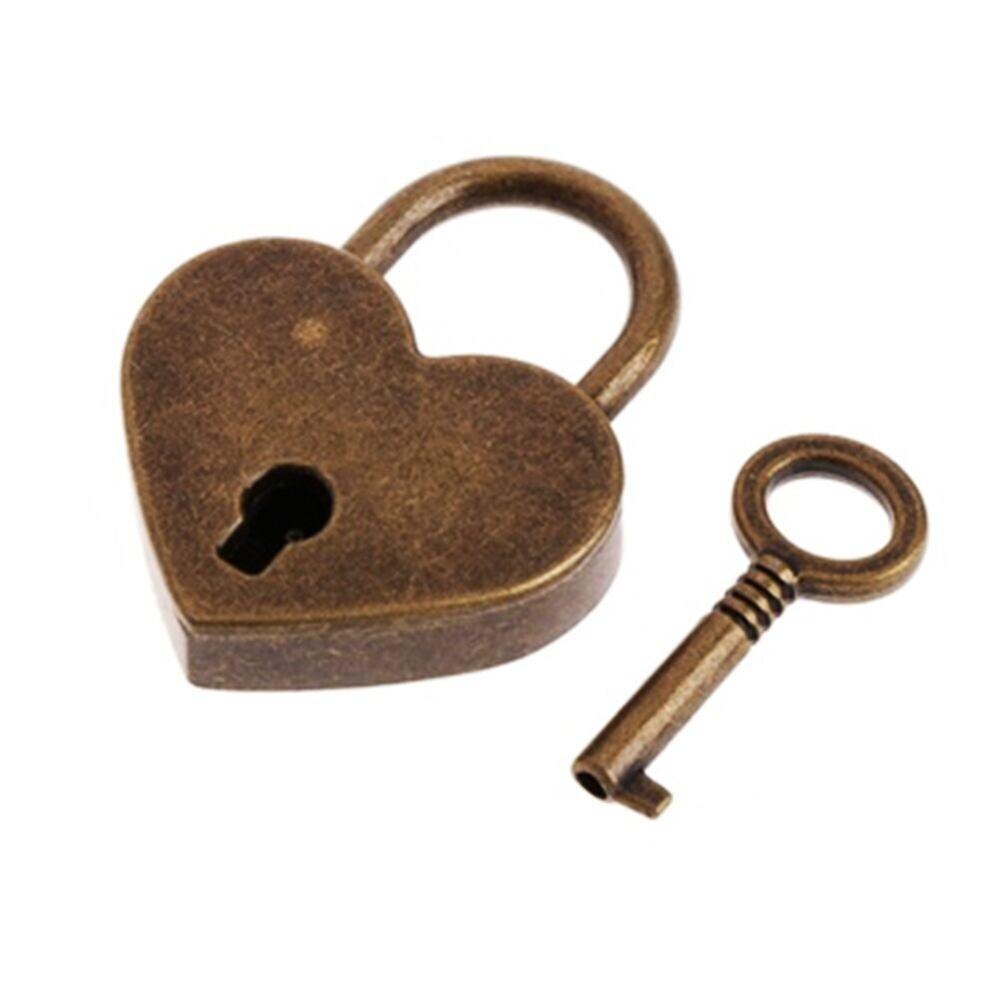 1 pièce coeur rétro métal mini cadenas sac valise valise clé serrure avec clé: Bronze