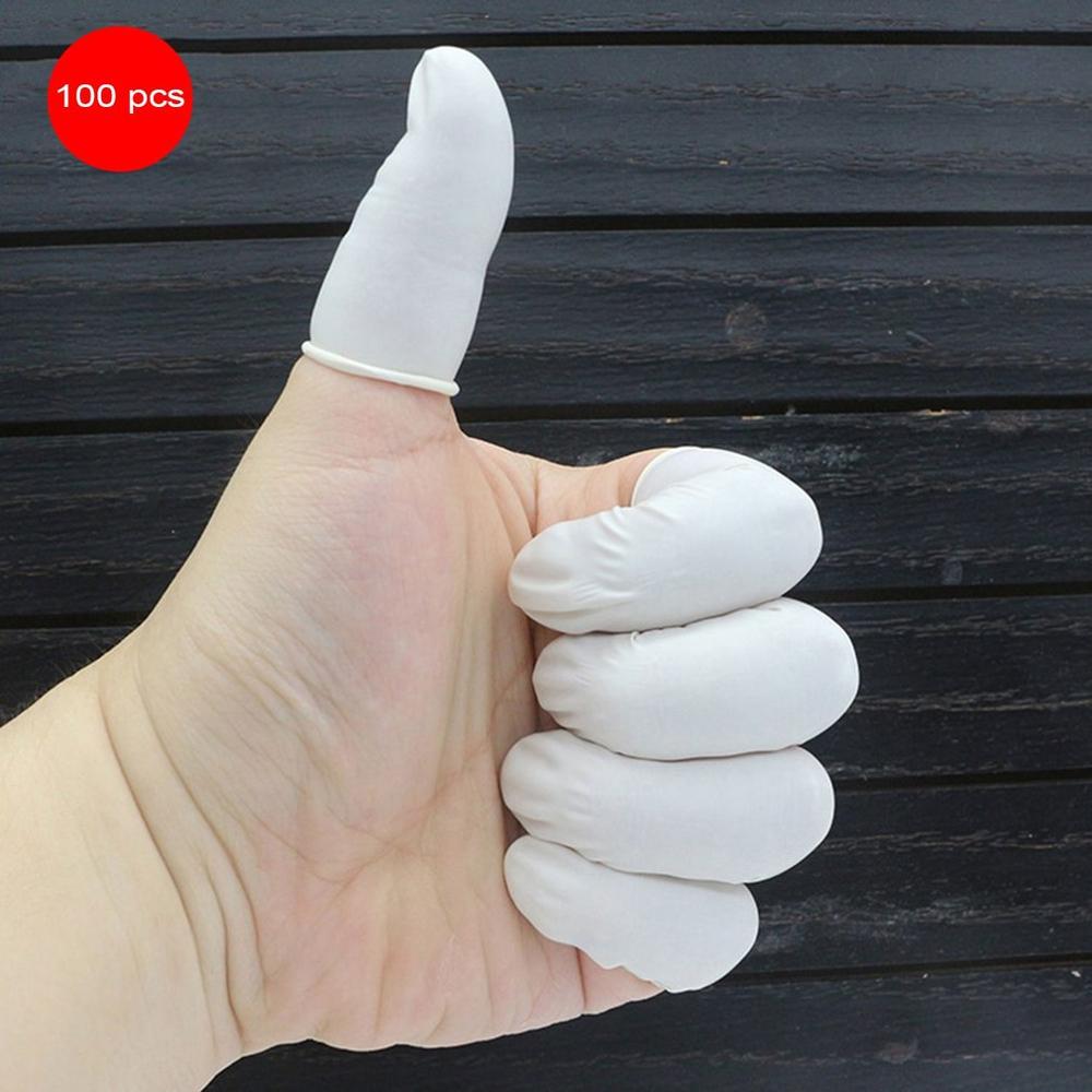 100 stk antistatisk finger ærme engangs forlængelse handske værktøj naturlig latex holdbar praktisk skridsikker beskyttende