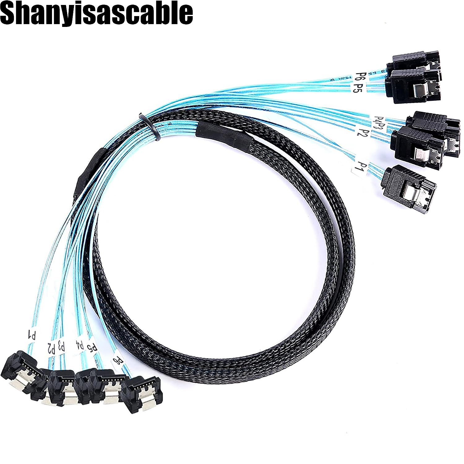 0.5M Kabel 6 Stks/set-Sata Kabel 90 Graden Haakse Sata-Datakabel Sas/SATA-12Gbps Kabel Voor Server-Raid Sdd Hdd Cd Dvd Drives