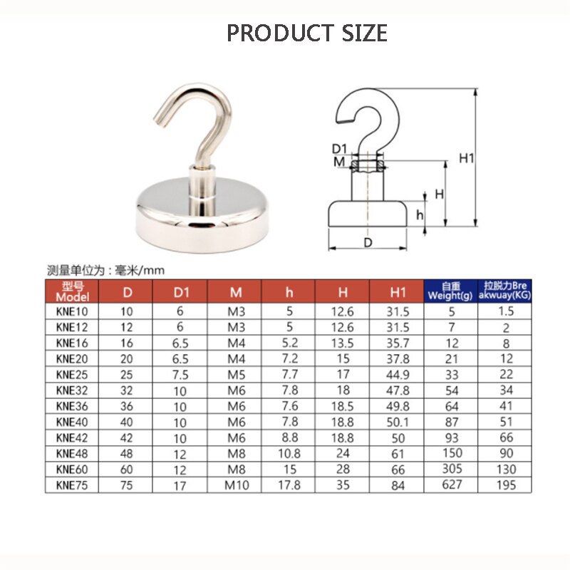 Strong Magnet Hook Sucker Hook Rotatable Sheep Eye Magnet Hook Closed Magnet Hook Neodymium Magnet Hook Salvage Searcher Magnet