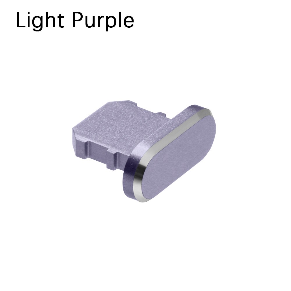 11 colori 1PC metallo colorato Anti polvere caricabatterie Dock Plug Stopper Cap Cover per IPhone 11 12 Pro MAX X XR Max 8 7 6S Plus: light purple