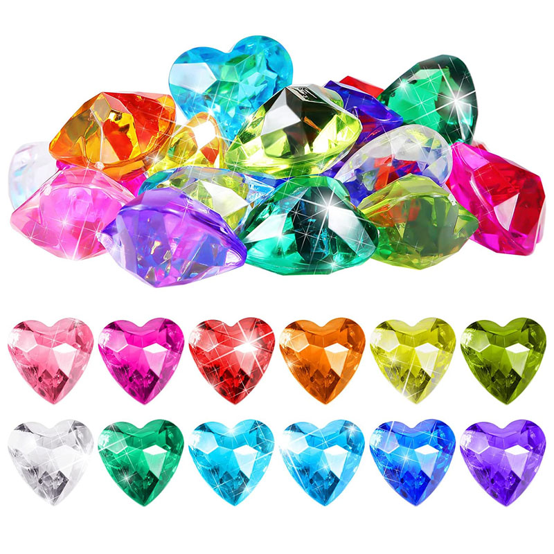 Pirate Treasure giocattoli per bambini per ragazzi ragazze grandi dimensioni amore cristalli a forma di cuore diamanti acrilici pietre preziose Brinquedos Menino Menina