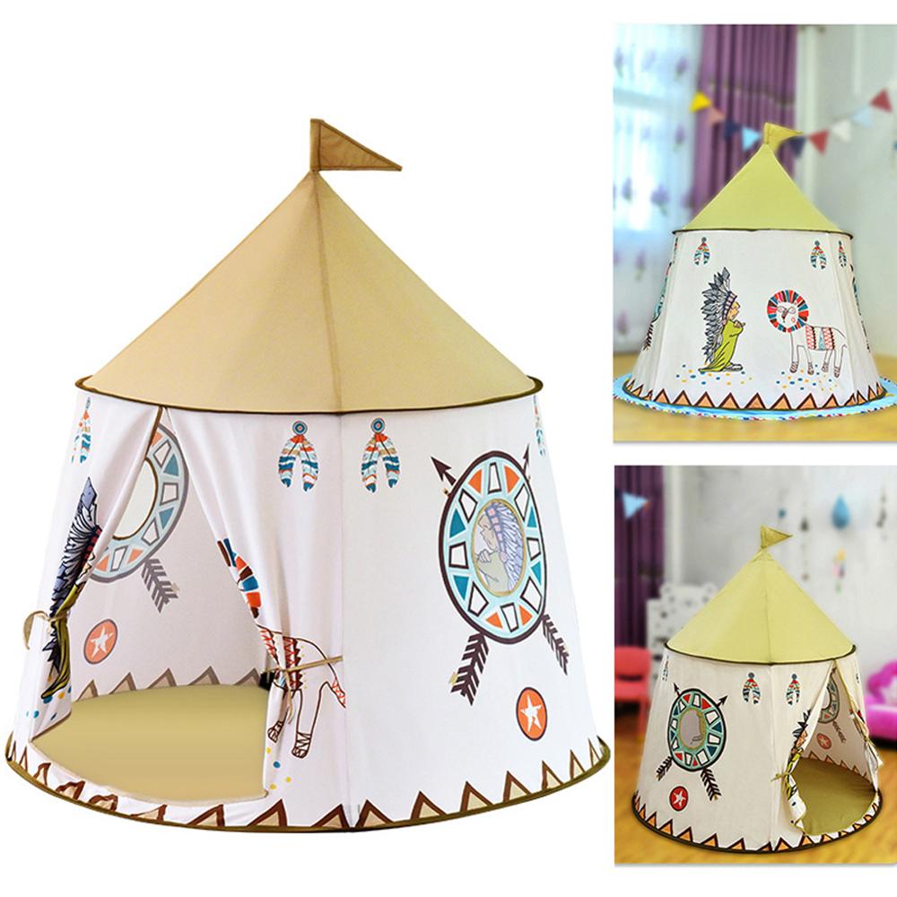 Kid Teepee Foldable Children's Tent House, 123x116cm Indian Teepee Wigwam Tent for Kids Baby Outdoor/Indoor Play-Tent Play-House