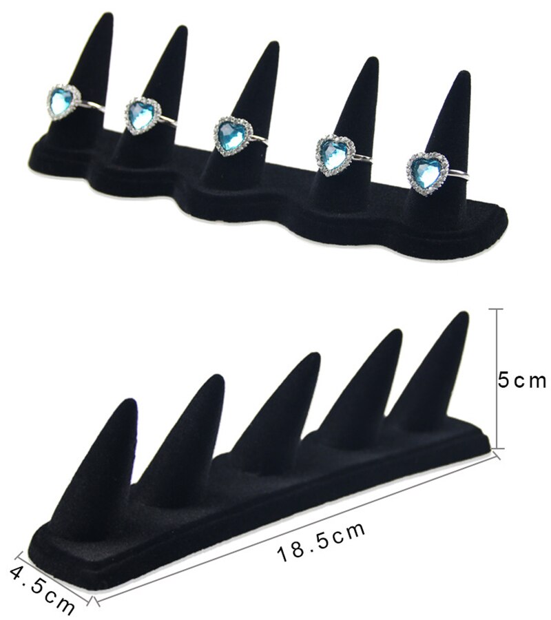 Fluwelen Vinger Kegel Vingertop Ring Stand Display Black Mountain Ring Sieraden Display Standhouder Opslag Showcase Organizer