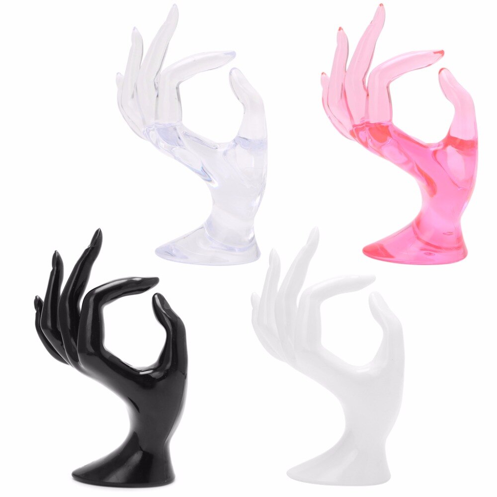 Javrik Mannequin Ok Hand Vinger Handschoen Ring Armband Sieraden Display Standhouder Zwart/Wit/Roze/Transparant