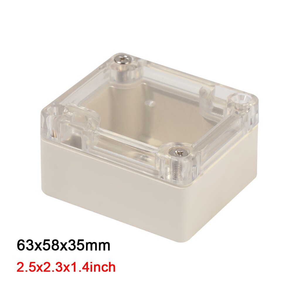Enclosure Electronic Instrument Housing Case Waterproof Plastic Junction Box Transparent Cover Electrical Project Outdoor Boxes: 63x58x35mm