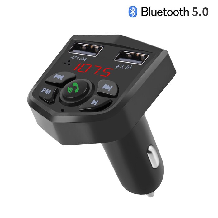 3.1a dual usb oplader til bil bluetooth 5.0 bil håndfri sæt trådløs bluetooth fm sender lcd bil  mp3 afspiller: Bluetooth 5.0