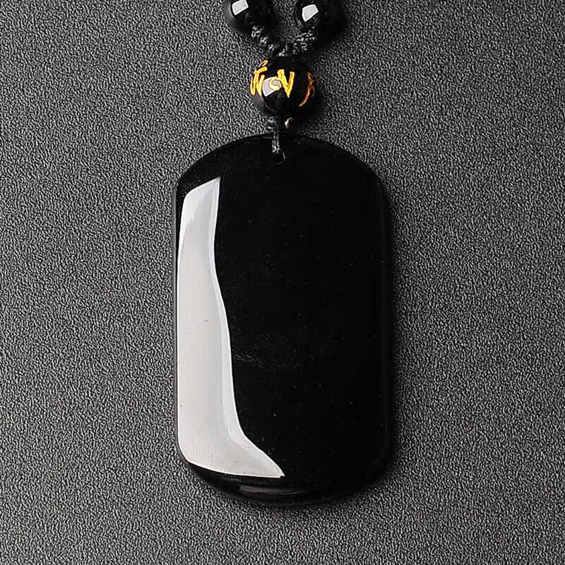 Natural Black Obsidian Beads Necklace Hand Grinding Safety Jade Pendant Jewelry for Man Women Auspicious Amulet