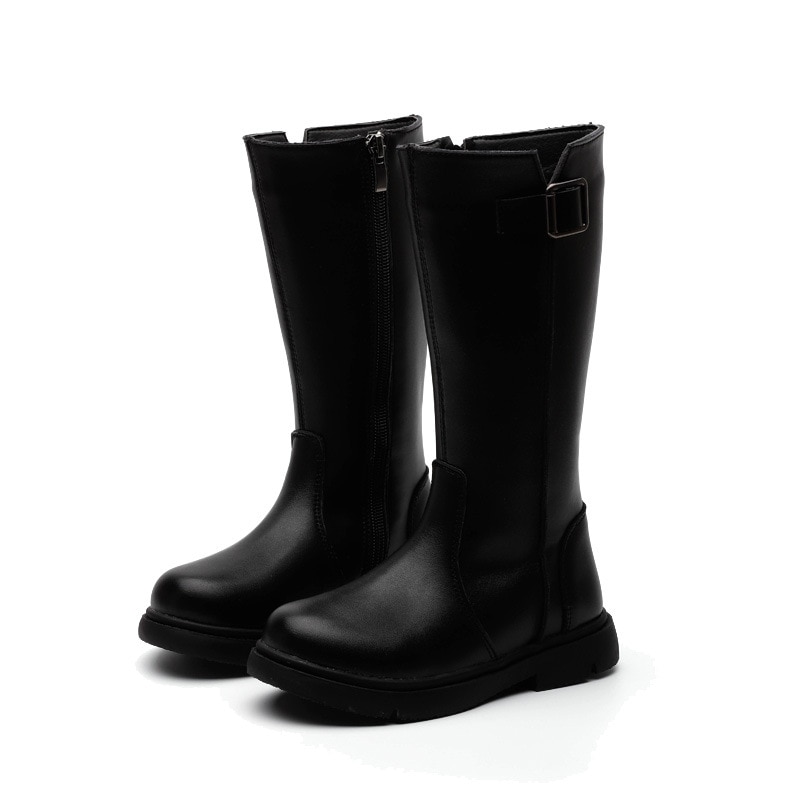 Bottes au dessus du genou pour filles, chaussures d'automne montantes, princesse et fermeture éclair sur le côté, faciles à porter,