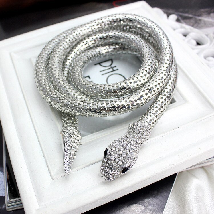 Punk Crystal Goud Zilver Snake Riem Voor Vrouwen Collier Femme Bijoux Snake Magneet Kettingen Vrouwen Choker Sieraden Accessoire: Silver Plated