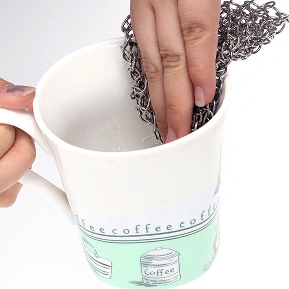 10CM Round 316 Cast Iron Cleaner Kitchen Rust Pot Pans Cleaning Scrubber Steel Rust Remover Scraper Brush Kit Metal Cleaning