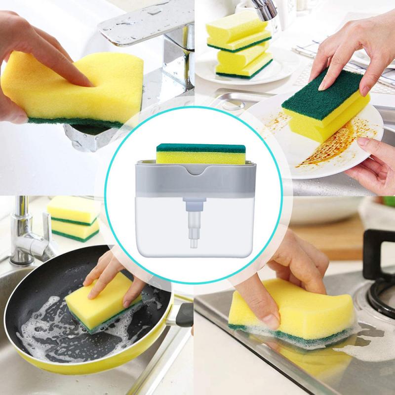 thumbnail: PRITOK Zeepdispenser Met Spons & Borstel – Keuken Organizer Set Met Antislip Mat Voor Aanrecht