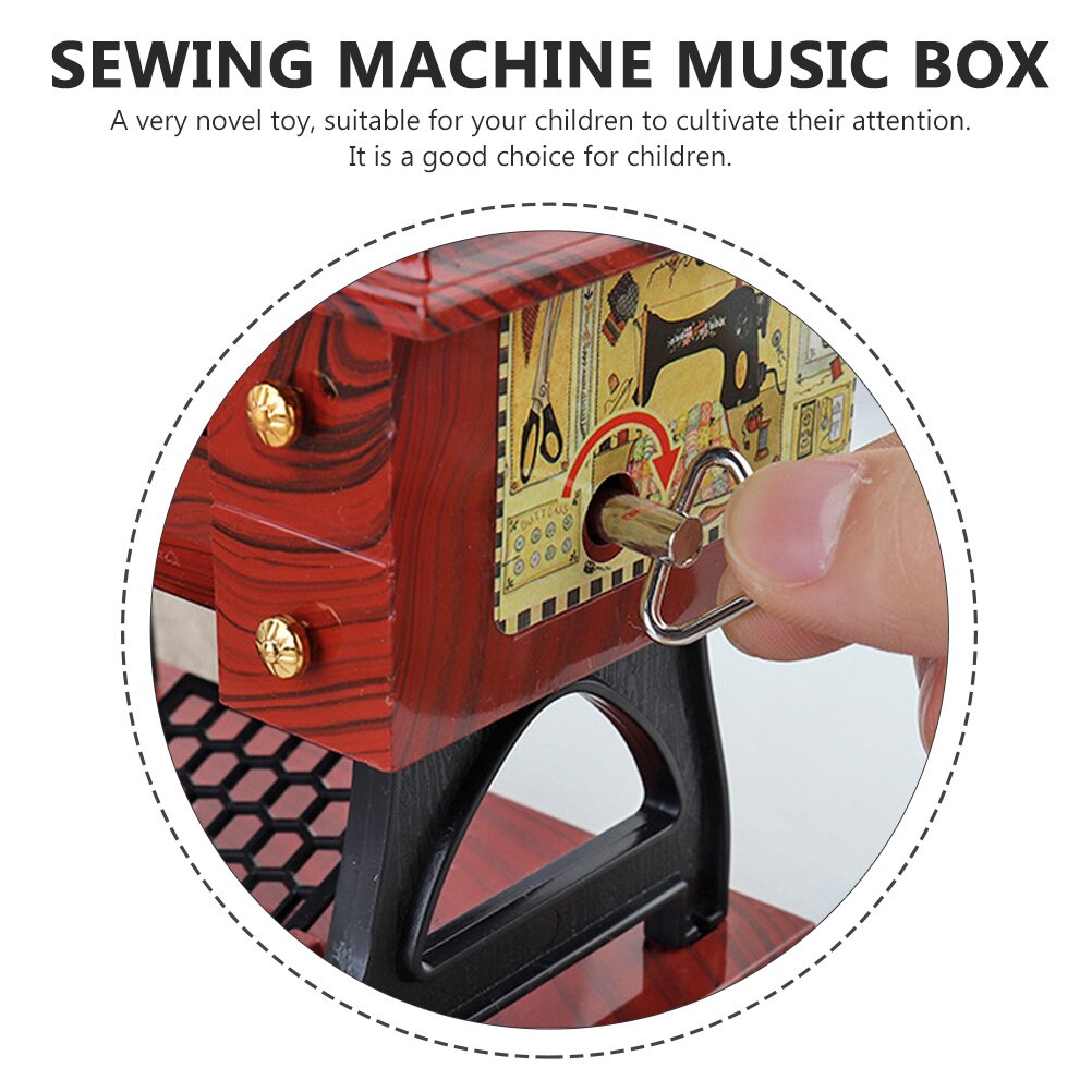 Mechanical Musical Box Sewing Machine Shape Desktop Decoration Birthday