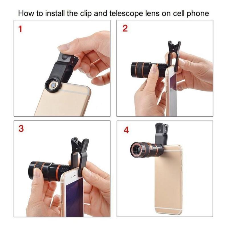 Universal12x Optische Zoom Camera Telescoop Lens Met Clip Voor Mobiele Telefoon