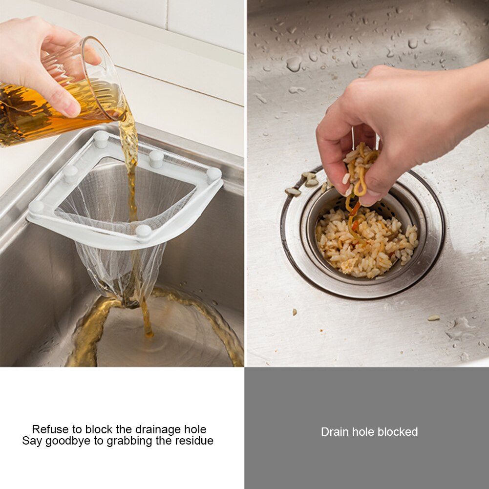 Triangle Drainage Rack Disposable Garbage Bag Anti-clogging Mesh Trash For Kitchen Sink Bag Strainer Hole Waste Garbage Drainer