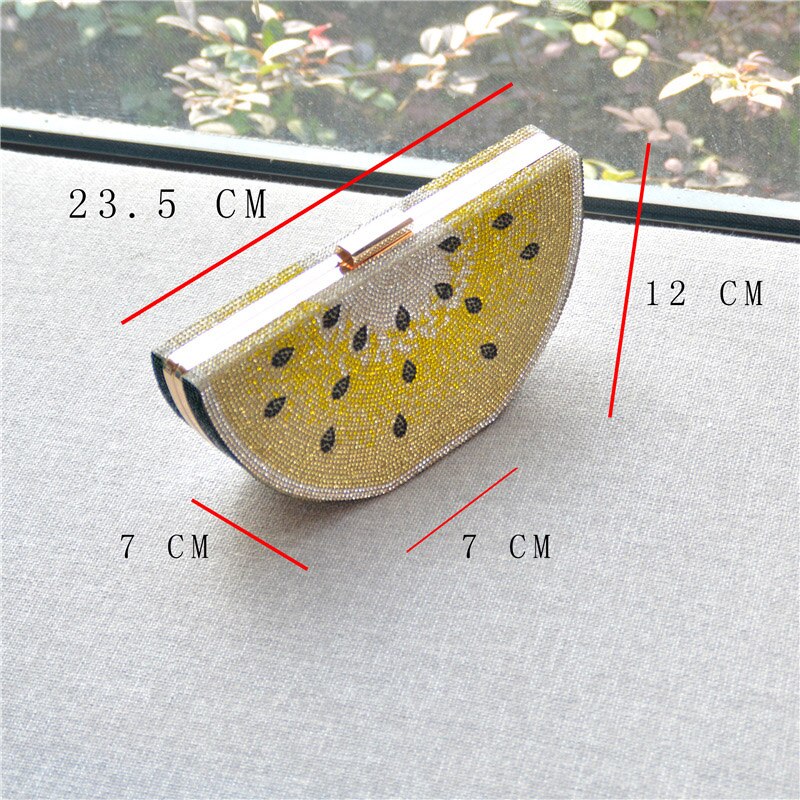 Watermelon shape cute evening clutch bags Women&#39;s luxury Small diamonds purses and handbags chain shoulder bags B407