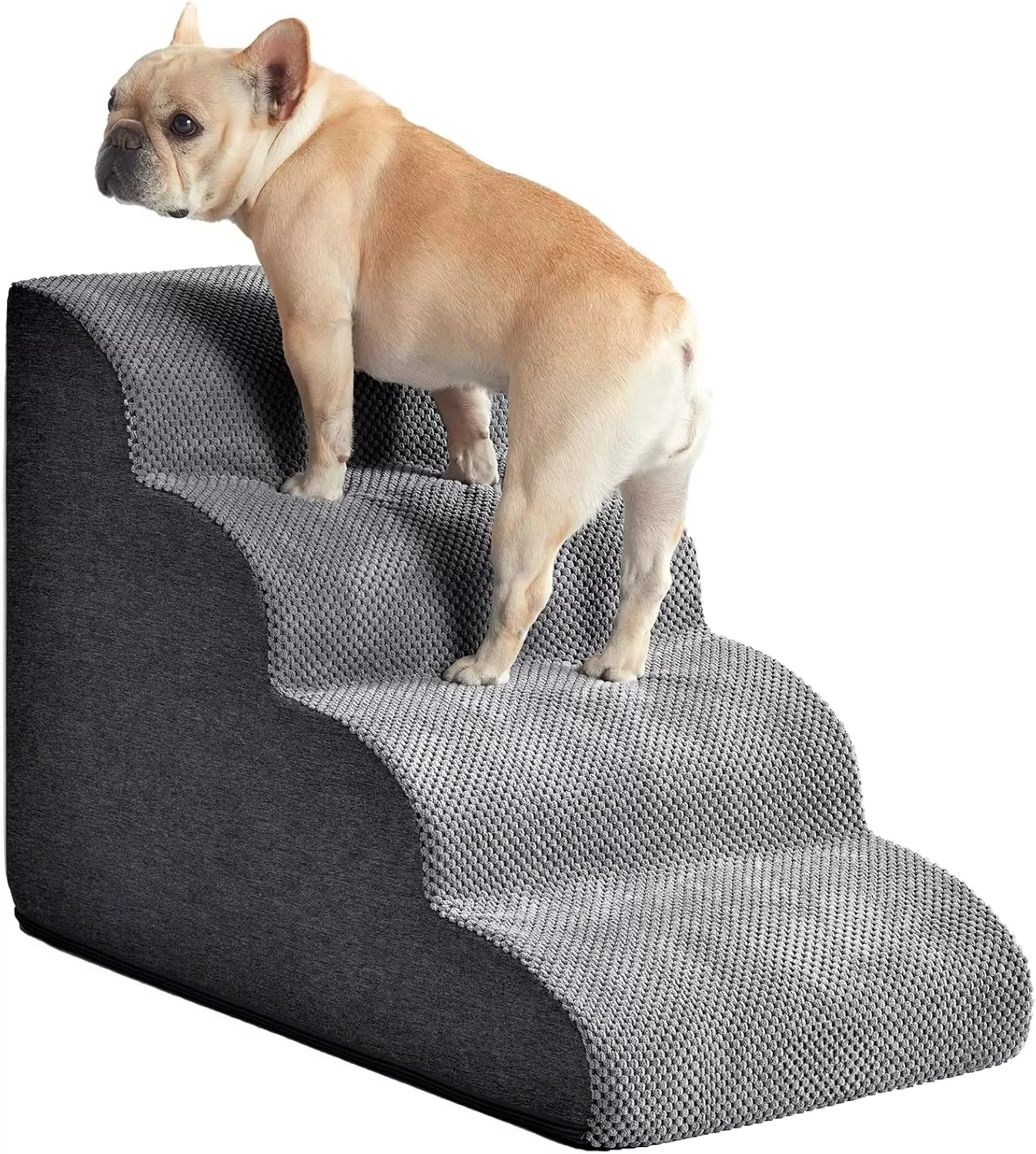 Dog Stairs Ramp for High Beds, 4-Step Dog Steps for Small Dogs and Cats, Pet Stairs, Non-Slip Balanced Pet Step Indoor