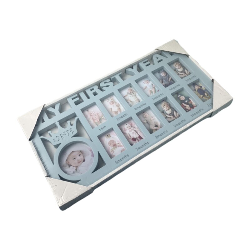 My First Year Baby Keepsake Frame 0-12 Months Pictures Photo Frame Souvenirs Kids Growing Memory A2UB: blue