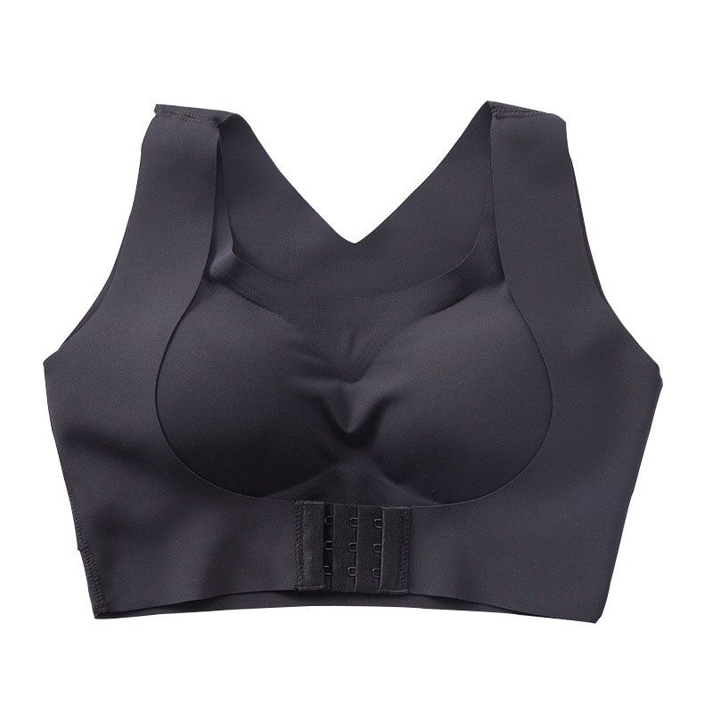 Women Sexy Underwear Push Up Bras For Support Chest Bustier Removable Chest Pad Bralette 3 Row Hooks Shaper Seamless Brassiere: Black / L