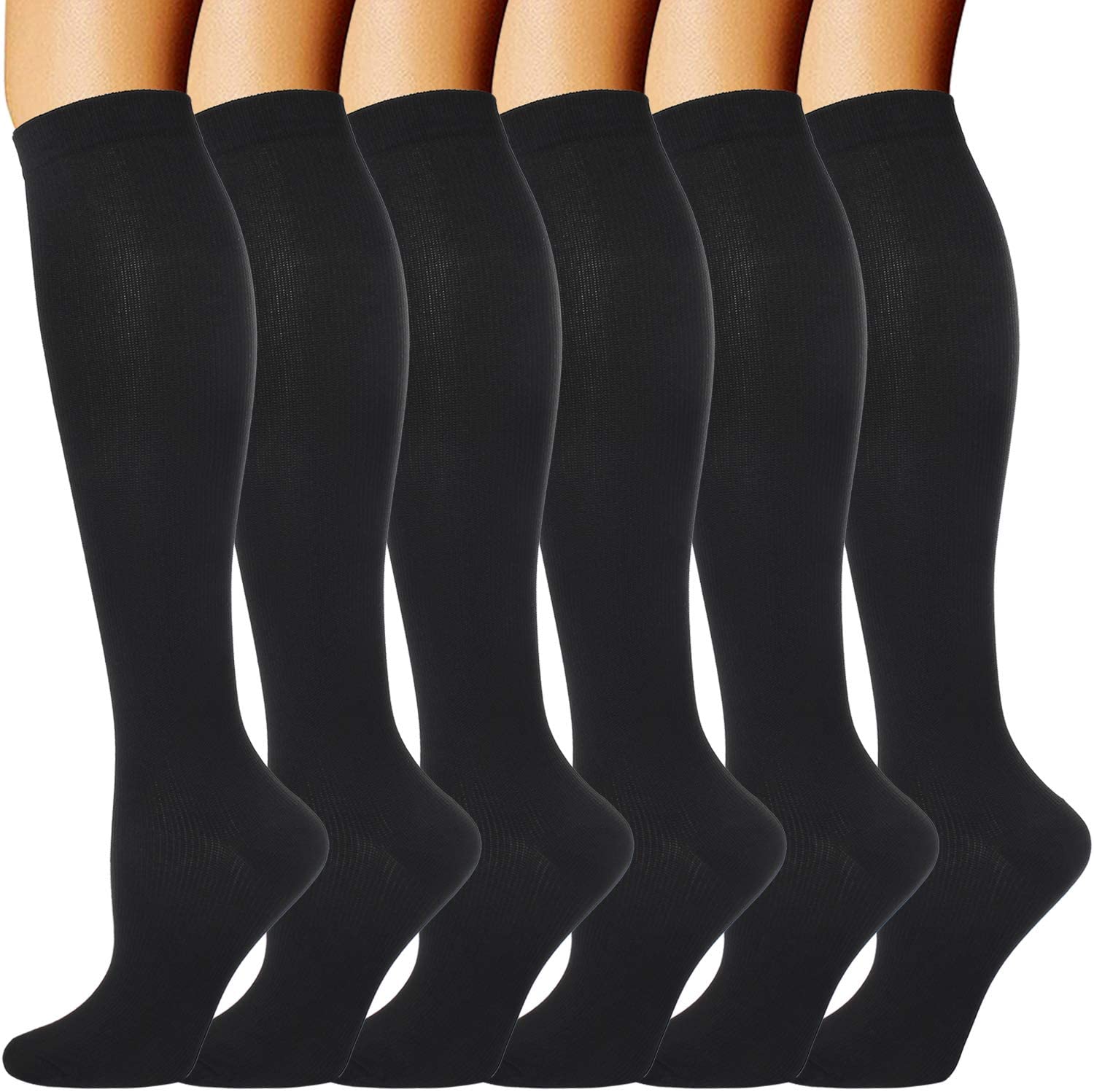 Compression Socks for Women 6 Pairs Per Set Athletic Travel Flight Socks Compression Sock: S M