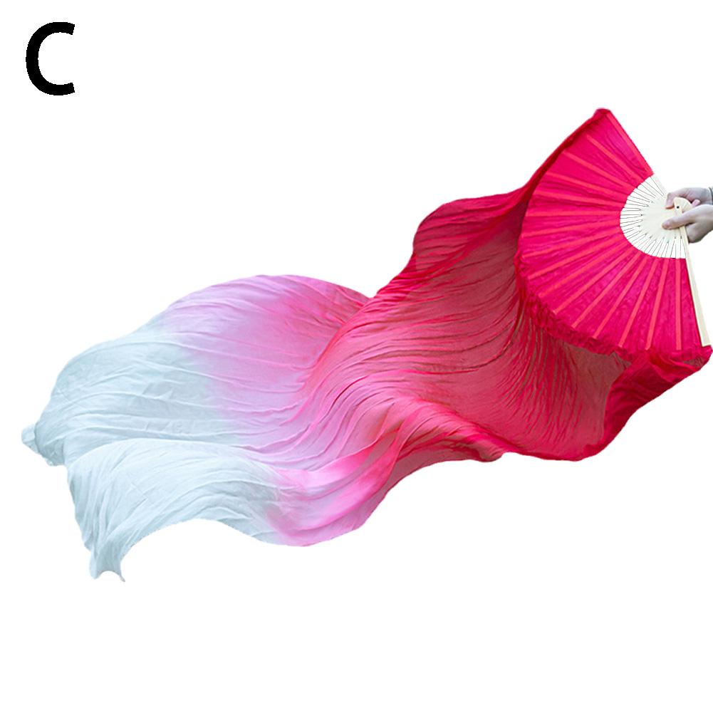 Abanico de danza del vientre para mujer, 150cm, Color degradado, práctica de bailarina, abanicos largos de seda de imitación, accesorios de baile, 1 ud.: Gris claro