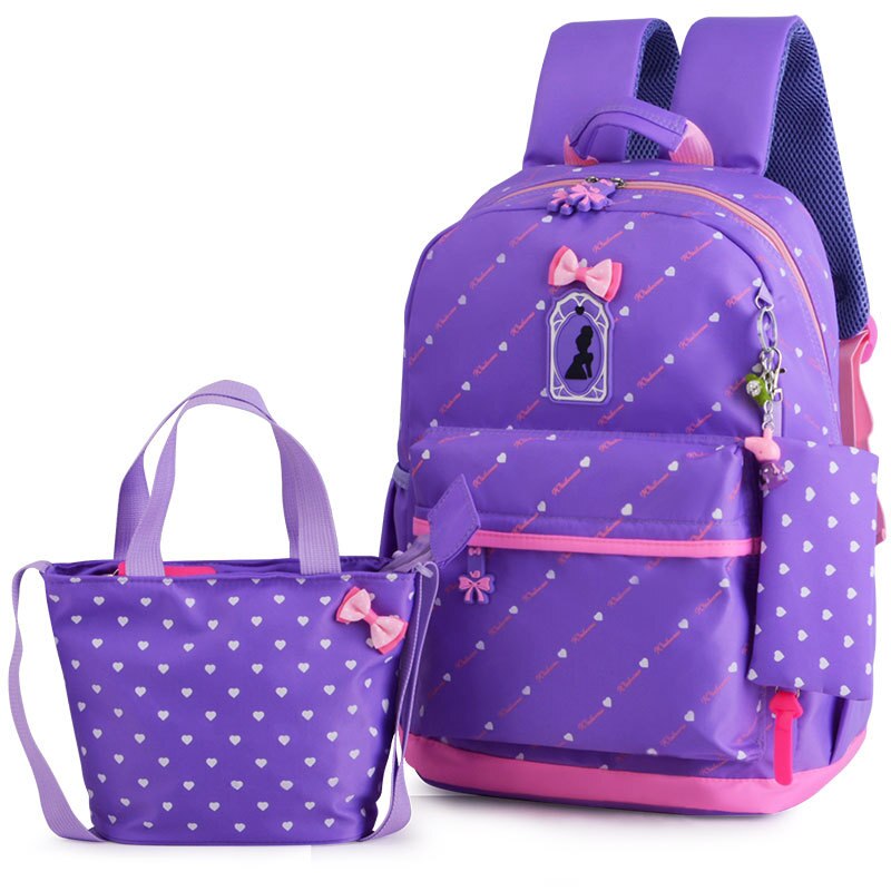 3pcs/set Male backpacks high school bags for women boys one shoulder big student travel bag men school backpack sac mochila: purple