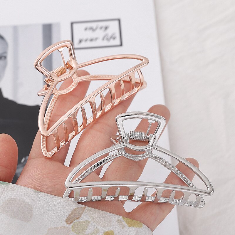 Vrouwen meisjes geometrische haarklemmen metalen haarkrab maanvorm haarklem effen haarspeld grote maat haaraccessoires