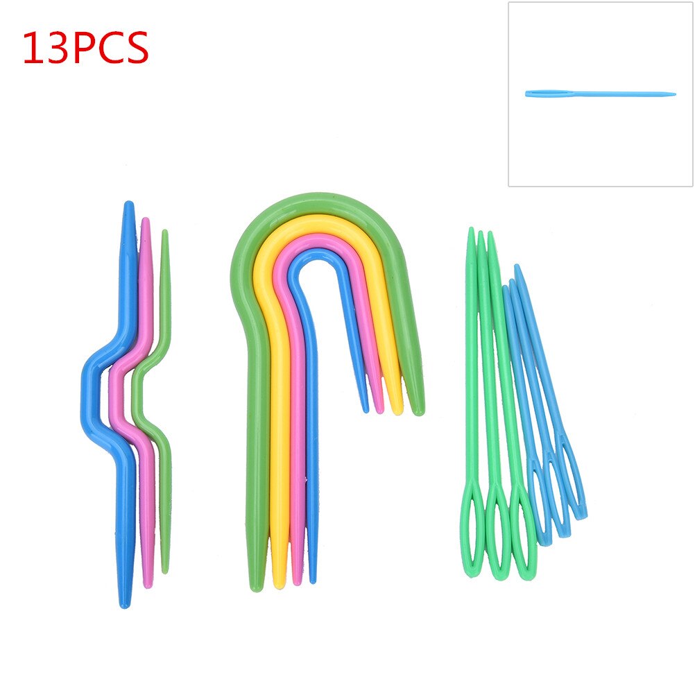 18 pcs/Set 40cm Circular Wood Knitting Needles Crochet Needle Set Wooden Tube Knitting Needles Sewing Tools: 13PCS